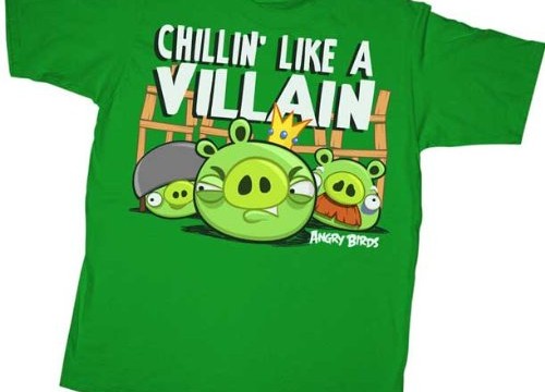 T-Shirt  (L et XL) manches courtes – Angry Birds  – vert -Chillin Like A Villain
