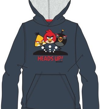 Sweat (small, medium, large, xxl) capuche  « Heads up » – Bleu- Angry Birds