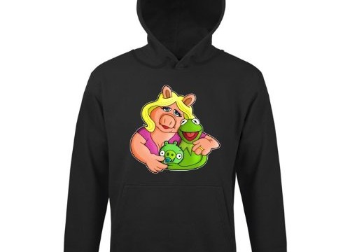 Sweat (small, medium, large, xl, xxl, xxxl) à capuche Parodie Angry Birds / Muppet Show)Capuche Noir – Haute Qualité