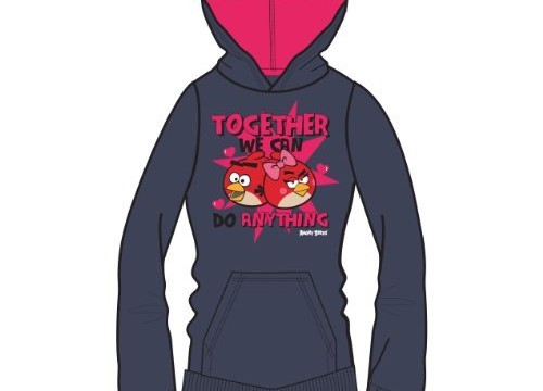 Sweat  (8 à 16 ans) – « Together We Can Do Anything »Sweat capuche – Fille – Bleu Angry Birds