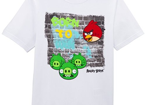 T-shirt (8,10,12,14,16 ans)-Angry birds – blanc – « Born to Win »
