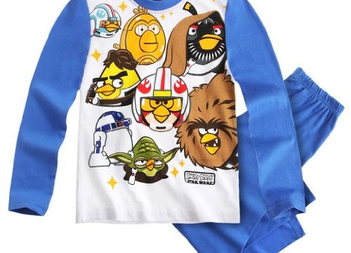 Pyjama long (6 ans) garçon Angry birds -Star Wars -Blanc/bleu