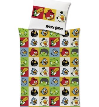 Parure de lit en coton renforcé avec housse de couette 135 x 200 cm et taie d’oreiller -Angry Birds