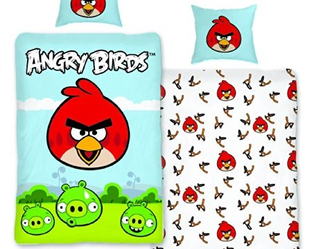 Parure de lit  housse de couette taie d’oreiller coton 140 x 200 cm  Angry Birds