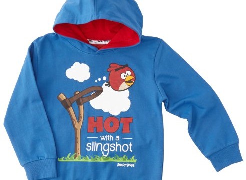Sweat (2, 3, 4, 5 ans) à capuche – « Hot with a Slingshot » pour Garçon – Bleu – Angry Birds