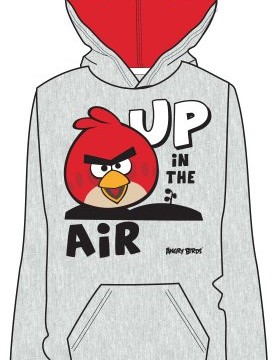 Sweat (10 à 16 ans) à capuche- « Up in the Air » – Gris – Garçon  – Angry Birds