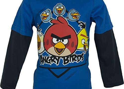 T-shirt (4,6,8,10 ans) à manches longues – bleu- Angry Birds