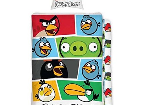 Parure de lit housse de couette -réversible – taie d’oreiller – coton (vendu par  Angry Birds)