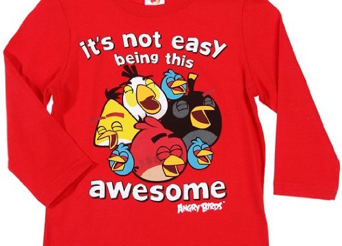 T-shirt ( 4 ans) manches longues garçon -Rouge- Angry birds