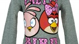 T-shirt (4,6,8,10 ans) pour fille – manches longues – gris – Angry Birds