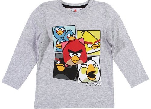T-shirt à manches longues (10 ans) Gris Angry birds