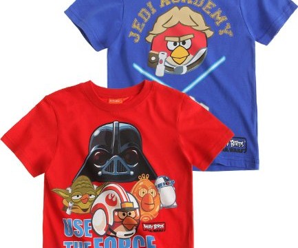 lot de  2 T-Shirts (6,8,10,12 ans) Angry Birds Star Wars