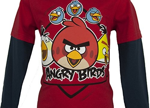 T-shirt (4,6,8,10 ans) à manches longues – rouge – Angry Birds