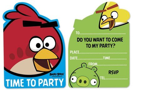 6 cartes d’invitation une fête (paquet de 6) -Angry Birds