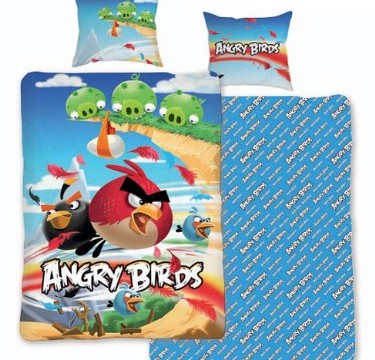 Housse couette et housse d’oreiller pour lit double – réversible en coton 160 x 200 et 70 x 80 cm – Angry Birds Parure