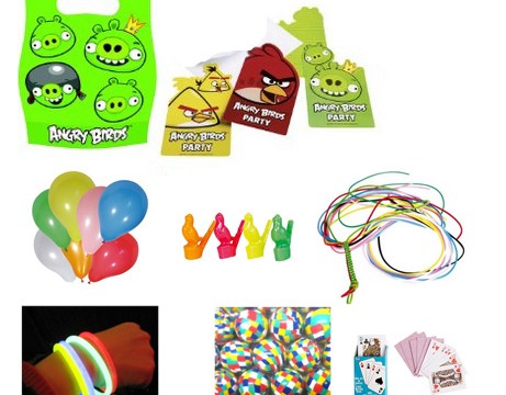 6 sacs 72 cadeaux pour les invités + 6 cartes invitations  ANGRY BIRDS