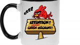 Tasse -Mug  « Attention oisesau méchant » avec Red, l’oiseau rouge d’Angry Birds