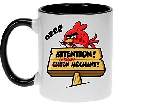 Tasse -Mug  « Attention oisesau méchant » avec Red, l’oiseau rouge d’Angry Birds