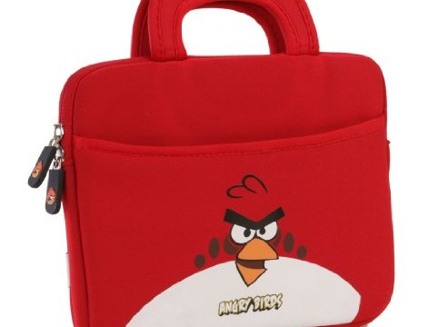 Sacoche rouge pour tablette (iPad ou Android) couleur, bleu, noir,  vert – Angry Birds, (néoprène, imperméable, double fermeture éclair YKK, poche extérieure, doublure intérieure peluche douce)