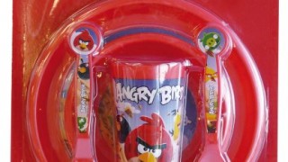 assiette,  bol, verre, fourchette, cuillère. (5 pièces) – Angry Birds (vendu par Spel)