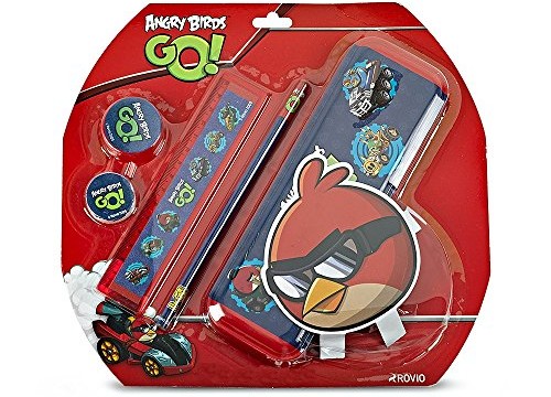 Lot papèterie: trousse, gomme, crayon, règle et taille crayons- Angry Birds GO.